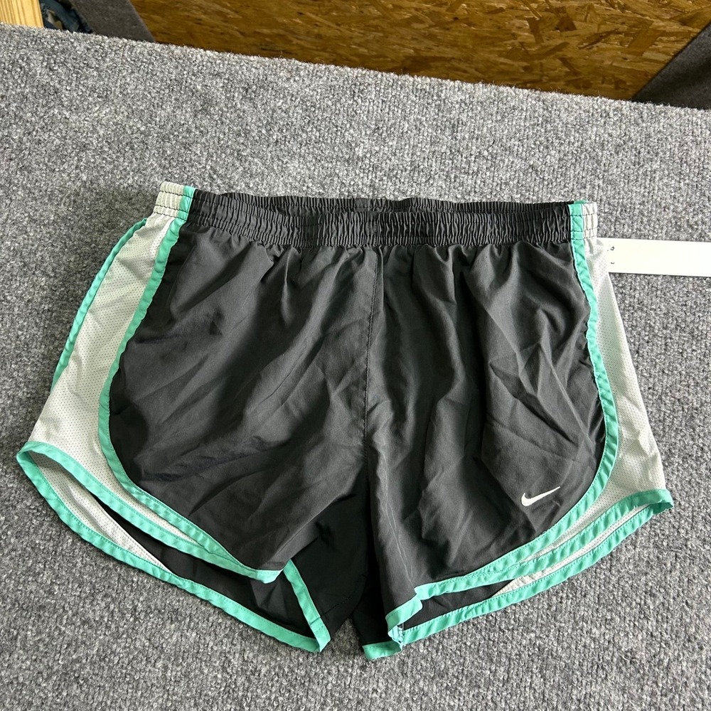 Nike Athletic Shorts Womens Size S Black Dri-Fit Teal Trim Mesh Running Workout